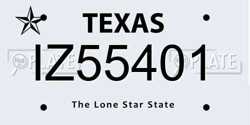 IZ55401 Texas License Plate