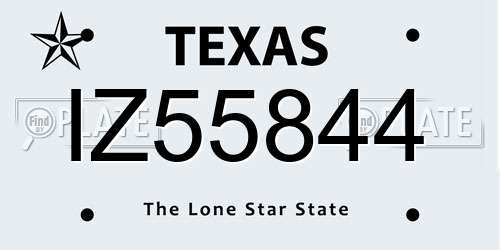 IZ55844 Texas License Plate