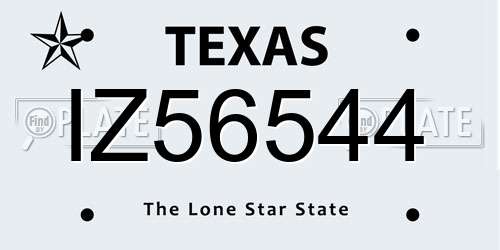 IZ56544 Texas License Plate