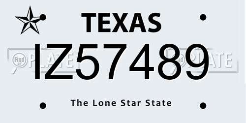 IZ57489 Texas License Plate