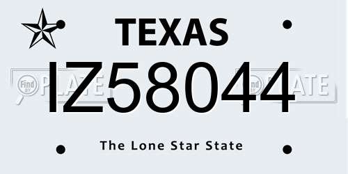 IZ58044 Texas License Plate