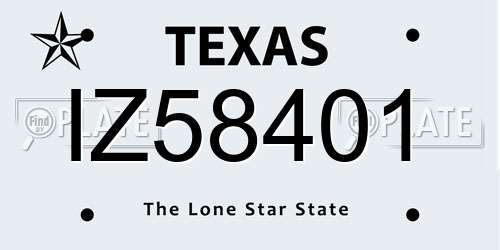 IZ58401 Texas License Plate