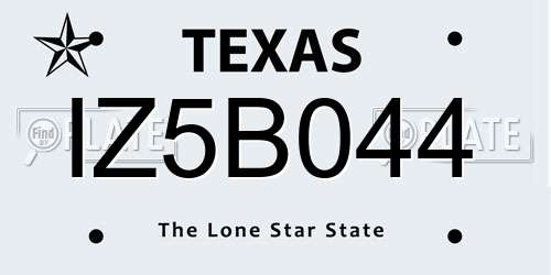 IZ5B044 Texas License Plate