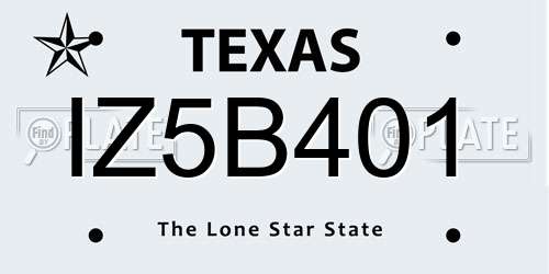 IZ5B401 Texas License Plate