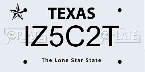 IZ5C2T Texas License Plate