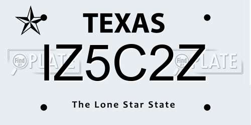 IZ5C2Z Texas License Plate