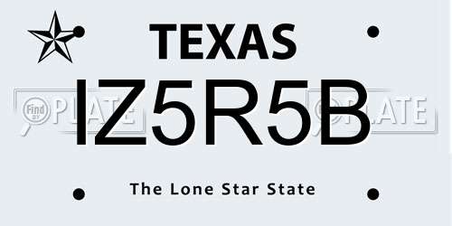 IZ5R5B Texas License Plate