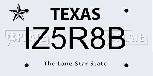 IZ5R8B Texas License Plate