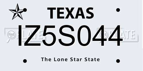 IZ5S044 Texas License Plate