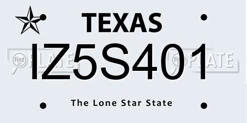IZ5S401 Texas License Plate