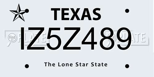 IZ5Z489 Texas License Plate