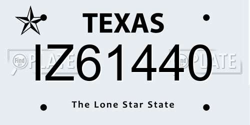 IZ61440 Texas License Plate