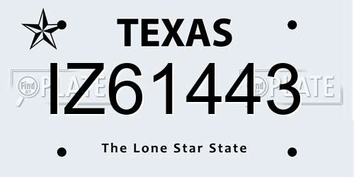 IZ61443 Texas License Plate