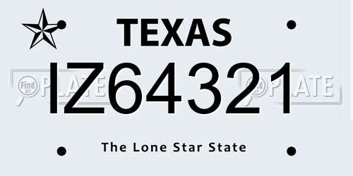 IZ64321 Texas License Plate