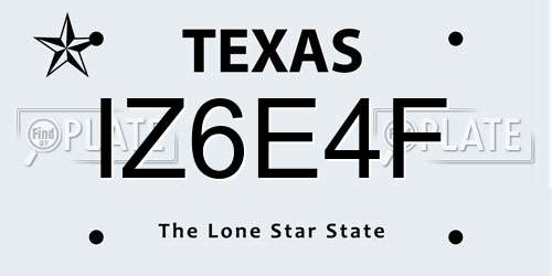 IZ6E4F Texas License Plate