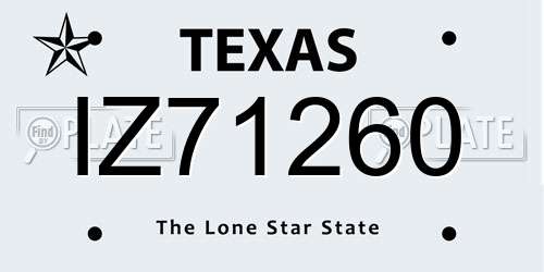 IZ71260 Texas License Plate