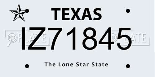 IZ71845 Texas License Plate