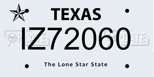IZ72060 Texas License Plate