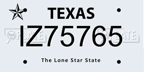 IZ75765 Texas License Plate