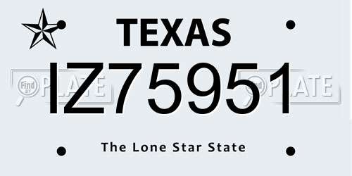 IZ75951 Texas License Plate