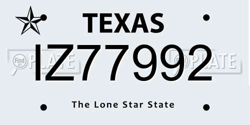 IZ77992 Texas License Plate