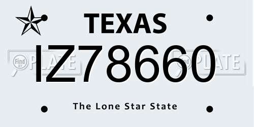 IZ78660 Texas License Plate