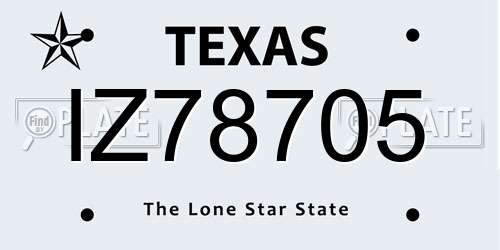 IZ78705 Texas License Plate