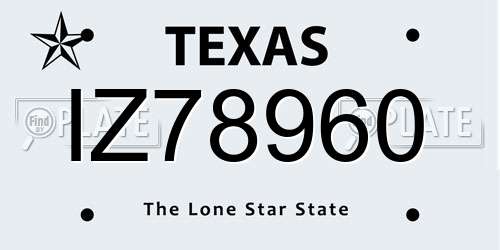 IZ78960 Texas License Plate
