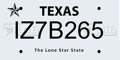 IZ7B265 Texas License Plate