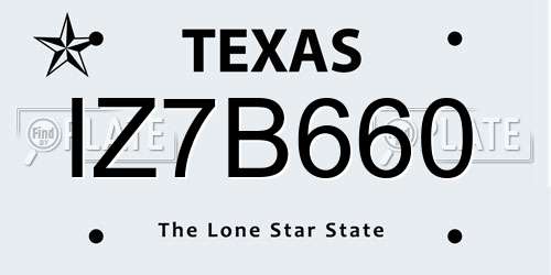 IZ7B660 Texas License Plate