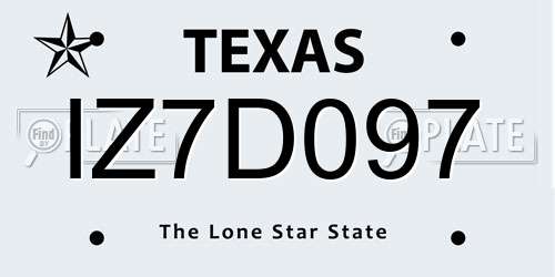 IZ7D097 Texas License Plate