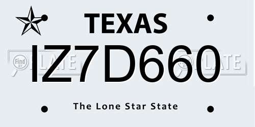 IZ7D660 Texas License Plate