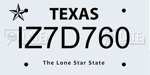 IZ7D760 Texas License Plate