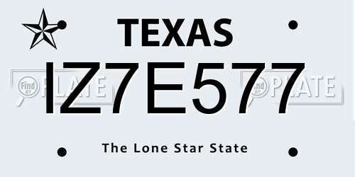 IZ7E577 Texas License Plate