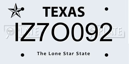 IZ7O092 Texas License Plate