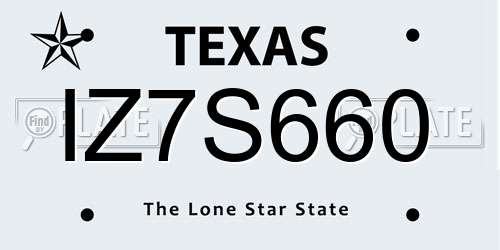 IZ7S660 Texas License Plate