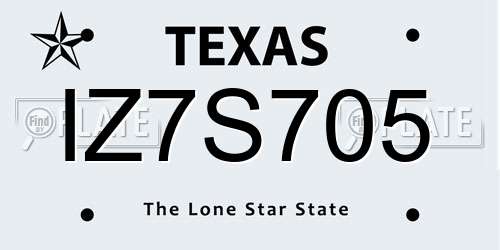 IZ7S705 Texas License Plate