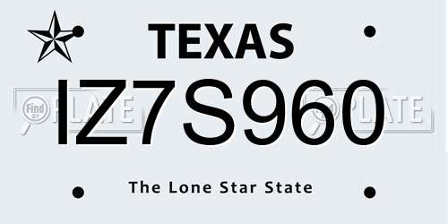 IZ7S960 Texas License Plate