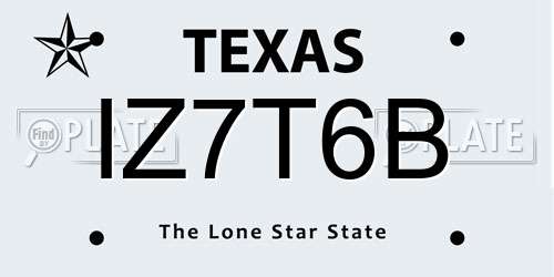 IZ7T6B Texas License Plate