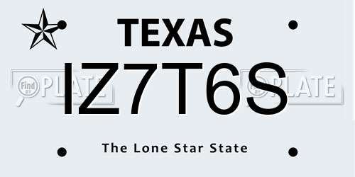 IZ7T6S Texas License Plate