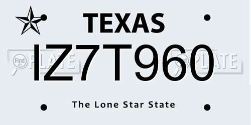 IZ7T960 Texas License Plate