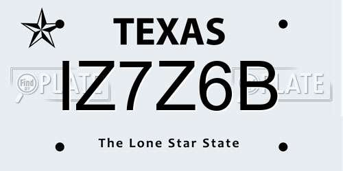 IZ7Z6B Texas License Plate