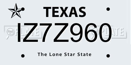 IZ7Z960 Texas License Plate