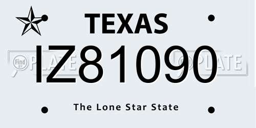 IZ81090 Texas License Plate