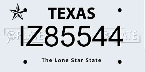 IZ85544 Texas License Plate