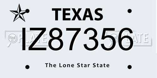 IZ87356 Texas License Plate