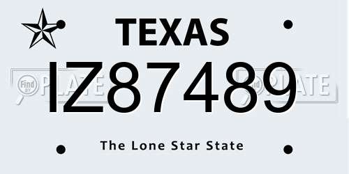 IZ87489 Texas License Plate