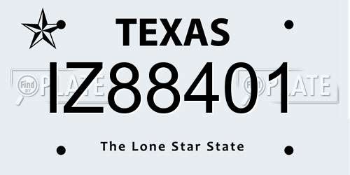 IZ88401 Texas License Plate