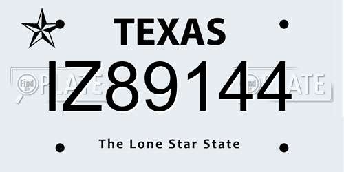 IZ89144 Texas License Plate