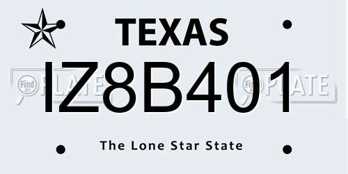 IZ8B401 Texas License Plate